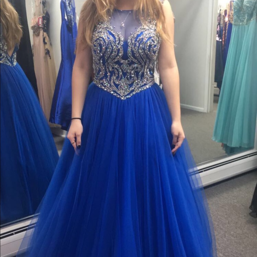 Blue ball gown prom dress